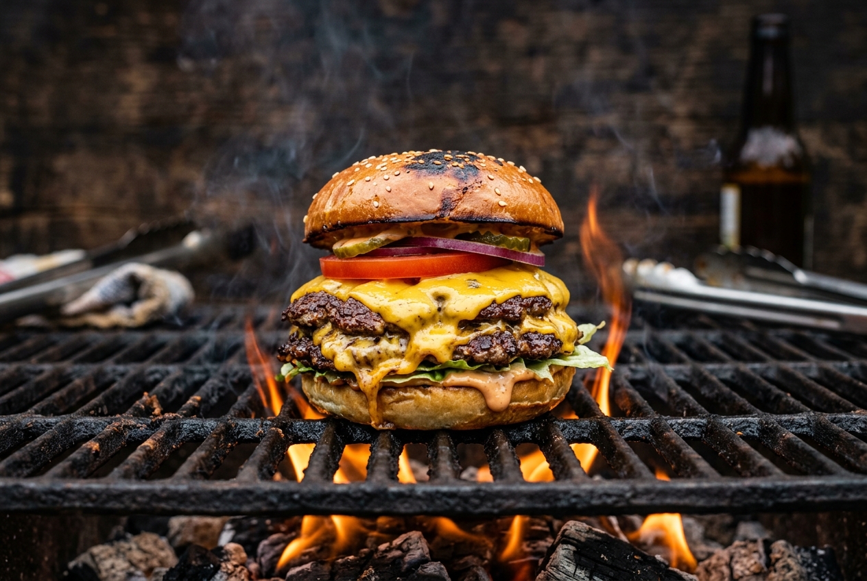 Smash Burger a la Leña de Frank's Grill